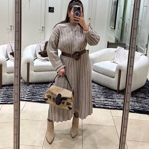 H&M Ribbed Knit Dress in Taupe